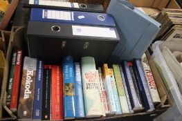 A TRAY OF ASSORTED BOOKS AND PHOTOGRAPHS OF AIROPLANES (TRAY/S NOT INCLUDED)