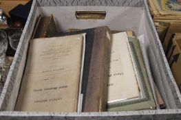 A MISSIONARY COLLECTION 19TH CENTURY BOX OF BOOKS AND MAGAZINES, many relating to china and the far