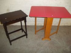 A RETRO DROP LEAF TABLE AND A BAILEY TWIST OCCASIONAL SIDE TABLE