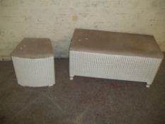 LLOYD LOOM WICKER OTTOMAN AND LINEN BASKET