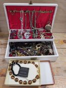 A JEWELLERY BOX AND CONTENTS