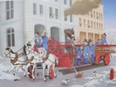 A COLLECTION OF FIRE FIGHTING PRINTS TO INCLUDE CIGARETTE CARDS (5)