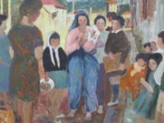 A 20TH CENTURY CONTINENTAL SCHOOL OIL ON CANVAS LAID ON BOARD IMPRESSIONIST SCENE MONOGRAMMED NP