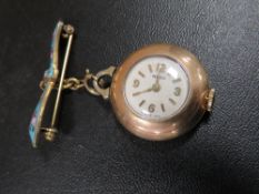 ANTIQUE ENAMELLED PENDANT BROOCH WATCH