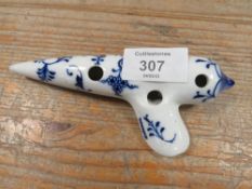 A MEISSEN BLUE AND WHITE OCARINO