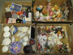 FOUR TRAYS OF ASSORTED CERAMICS TO INCLUDE BESWICK AND WADE ETC