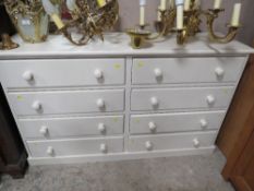 A MODERN PAINTED EIGHT DRAWER CHEST OF DRAWERS W-150 CM