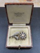 QUALITY ANTIQUE FRENCH SILVER BROOCH IN BOX