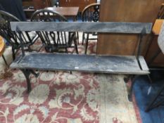 A VINTAGE TRANSPORT CAST AND WOODEN REVERSIBLE BENCH