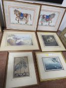 A COLLECTION OF ORIENTAL STYLE WOODCUT PRINTS ETC (6)