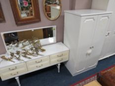 A MODERN CREAM 2 DOOR CUPBOARD AND DRESSING TABLE