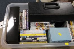 A TRAY OF ASSORTED BEATLES DVDS / CDS / VHS VIDEOS ETC