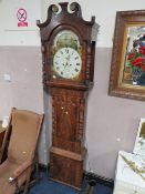 RICHARDS - UTTOXETER - A 19TH CENTURY LARGE MAHOGANY 8 DAY LONGCASE CLOCK WITH MOON ROLL