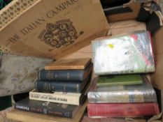 A TRAY OF ASSORTED VINTAGE MILITARY BOOKS ETC TO INCLUDE NORMANDY TO THE BALTIC - CONTAINING VARIOUS