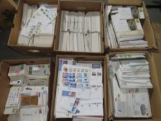 FIRST DAY COVERS, many 1000's in six large boxes, pre-decimal to 2000, a wide range of cancels, some