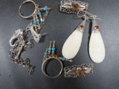 QUANTITY OF SILVER JEWELLERY INCLUDING WATCH CHAIN NECKLACE