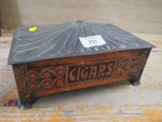AN ARTS AND CRAFTS STYLE COPPER CIGAR BOX