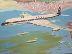 A 20TH CENTURY GOUACHE STUDY OF A BOAC PLANE POSTER DESIGN (IN CABINET)