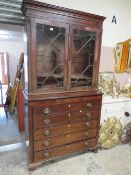 A GEORGIAN MAHOGANY SECRETAIRE BOOKCASE A/F H-226 CM W-118 CM