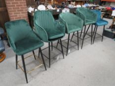 FIVE ASSORTED UPHOLSTERED MODERN STOOLS