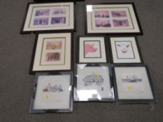 A COLLECTION OF EIGHT ASSORTED MODERN PICTURES AND PRINTS TO INCLUDE LONDON EXAMPLES