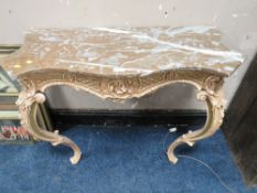 A CONTEMPORY MARBLE TOPPED CONSOLE TABLE WITH RESIN BASE W-97 CM