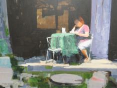 MIKE WILLDRIDGE, 2006 OIL ON CANVAS IMPRESSIONIST STUDY OF WOMEN AT TABLE