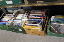 FOUR TRAYS OF MILITARY AND AIRCRAFT RELATED BOOKS