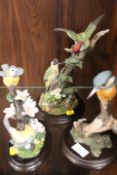 THREE COUNTRY ARTISTS FIGURES OF BIRDS TO INCLUDE 'SHREWD VISITOR' AND A KINGFISHER