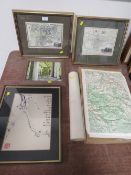 A COLLECTION OF ASSORTED PICTURES AND PRINTS TO INCLUDE MAPS ETC (6)