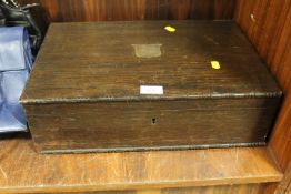 AN ANTIQUE CUTLERY CANTEEN WITH SMALL AMOUNT OF CUTLERY