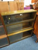 A MID CENTURY 3 TIER SECTIONAL BOOKCASE W-91.5 CM