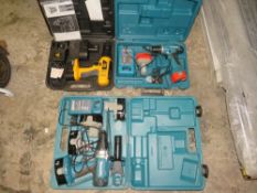 A JCB ELECTRIC DRILL PLUS TWO CASED MAKITA DRILL SETS (3)