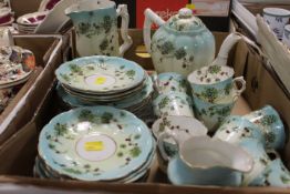 A TRAY OF VICTORIAN STRAWBERRY PATTERN TEAWARE