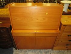 A TEAK MID CENTURY REMPLOY BUREAU W-91 CM TOGETHER WITH A BARLEY TWIST STOOL (2)