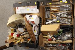 TWO TRAYS OF KITCHENALIA TO INCLUDE FLATWARE