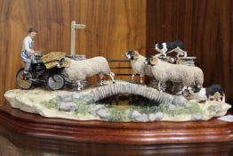 A BORDER FINE ARTS 'NO WAY THROUGH' FARMING INTEREST FIGURE OF SHEEP CROSSING A BRIDGE