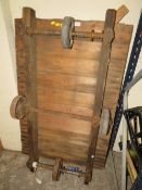 A VINTAGE LOW INDUSTRIAL STYLE TROLLEY