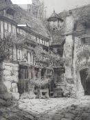 MEYER- AN ENGRAVING OF A COURTYARD SCENE