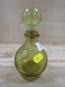 A VINTAGE HANDMADE ONION GLASS BOTTLE
