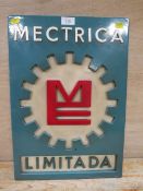 A VINTAGE CONTINENTAL WOODEN ADVERTISING SIGN FOR METRICA LUVUITADA