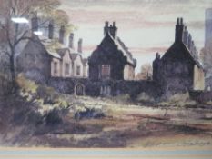 GEORGE BUSBY - 'ALNIS HOUSE, FIVE WAYS, BIRMINGHAM' WATERCOLOUR C1980