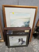 A FRAMED WATERCOLOUR BY JANE NORMAN PHILIPS TOGETHER WITH POLYANNA PICKERING PRINTS ETC
