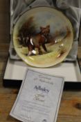 A BOXED SIGNED LIMITED EDITION AYNSLEY BOWL ENTITLED 'THE FOX' BY L WOODHOUSE, NUMBER 27 OF 50,