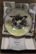A BOXED SIGNED LIMITED EDITION AYNSLEY BOWL ENTITLED 'THE OSPREY' BY J SHAW, NUMBER 33 OF 100,