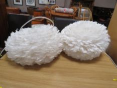A PAIR OF MODERN FEATHER EFFECT LIGHT FITTINGS