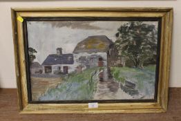 AN IMPRESSIONIST OIL ON CANVAS OF A RURAL WATERMILL