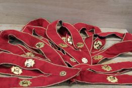 A COLLECTION OF ROAB ROYAL BUFFALO SASHES WITH METAL ENAMELLED BADGES