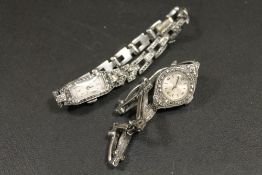 TWO VINTAGE MARCASITE LADIES WATCHES