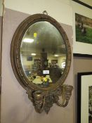 AN ANTIQUE GILT GIRANDOLE MIRROR - H 65 CM